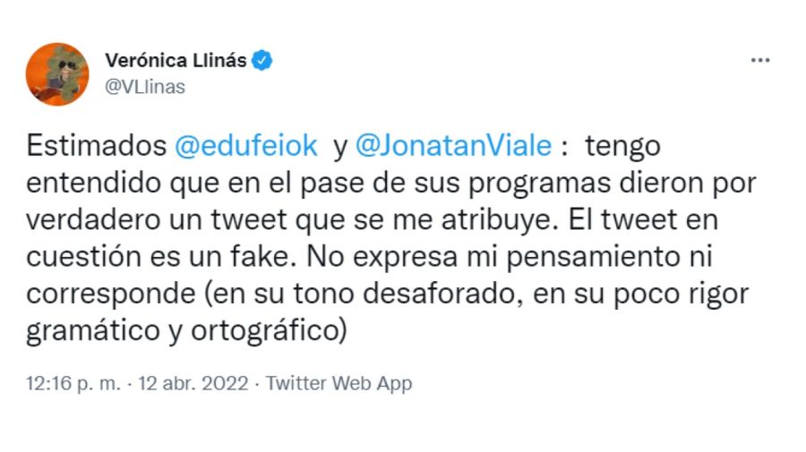 Verónica Llinás contra Eduardo Feinmann y Jonatan Viale