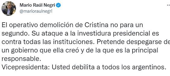 El mensaje de Negri contra Kirchner.