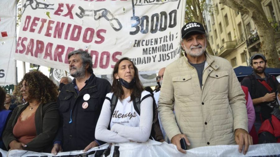 Eduardo Belliboni, en una marcha del Polo Obrero.