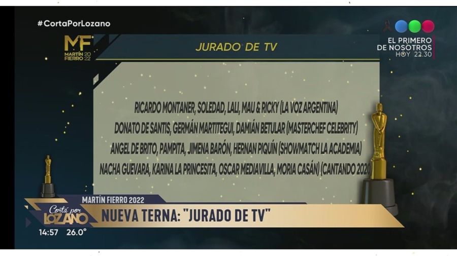 terna jurado de TV Martín Fierro