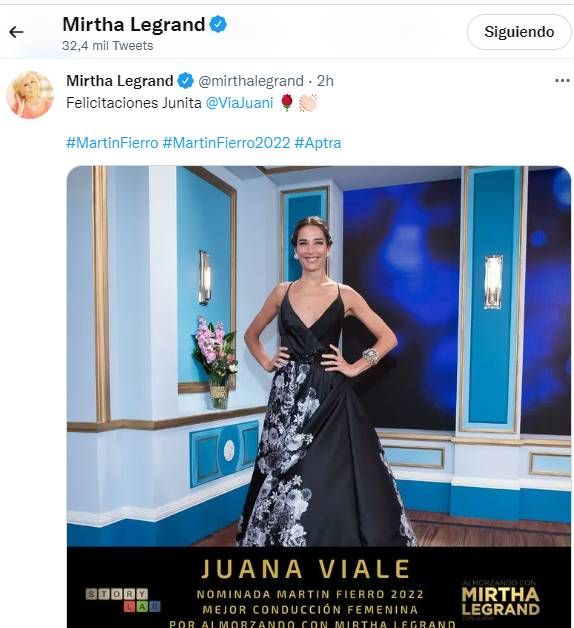 Juana Viale nominada a los Martín fierro 2022: Así fue la reaccción de Mirtha Legrand