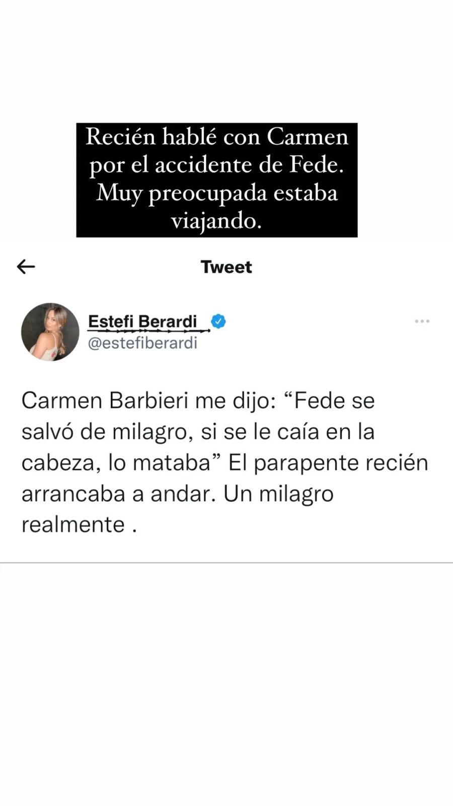 Carmen Barbieri habló del accidente de Fede Bal: 