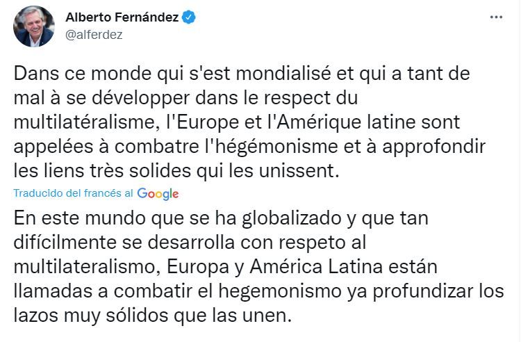 El mensaje de Alberto Fernández a Emmanuel Macron.