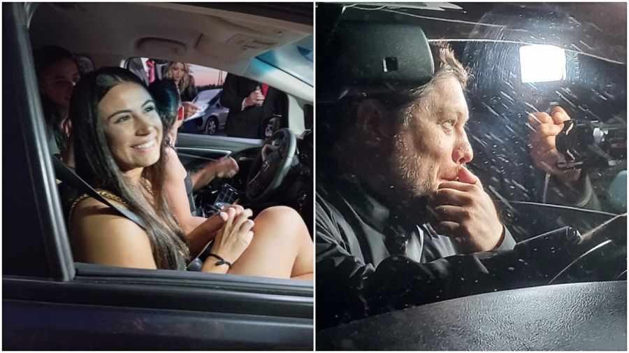 Lola Lanata y Nico Wiñazki llegando a la boda Lanata-Marcovecchio en Exaltación de la Cruz.