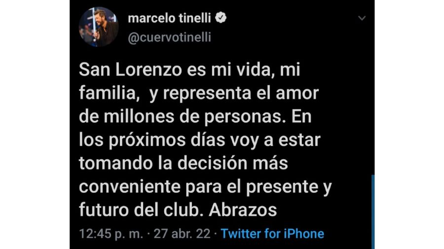Tuit Marcelo Tinelli