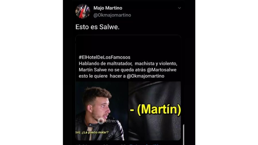 Tuit Majo Martino sobre Martín Salwe