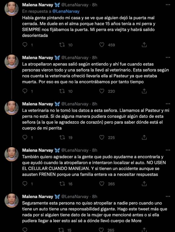 El mal momento de Malena Narvay: hizo un desesperado pedido que preocupó a sus seguidores