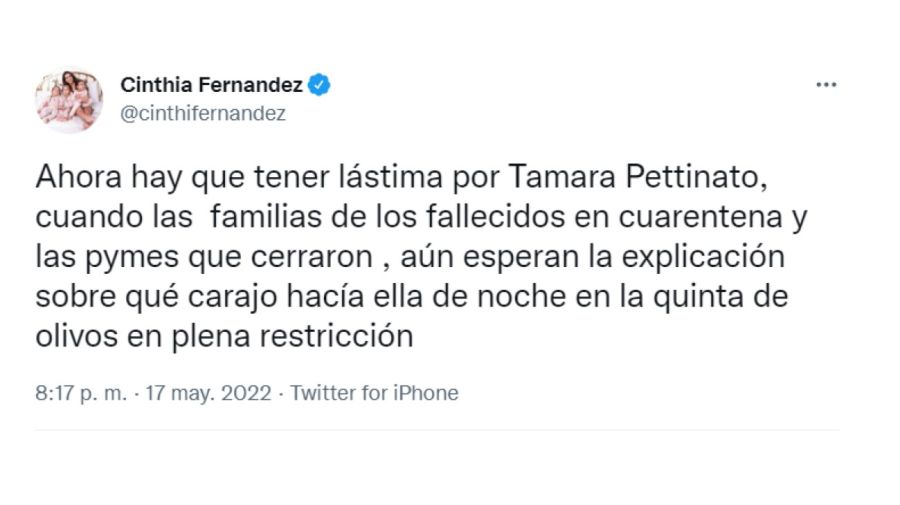 Cinthia Fernández contra Tamara Pettinato