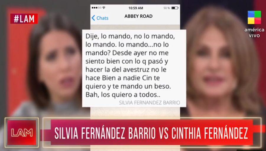 Revelaron los ácidos chats entre Cinthia Fernández y Silvia Fernández Barrio