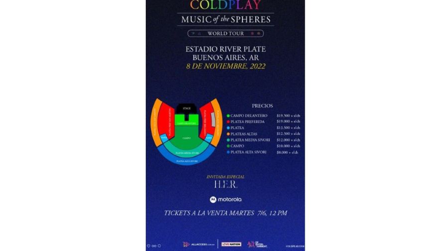Valor entradas Coldplay Argentina