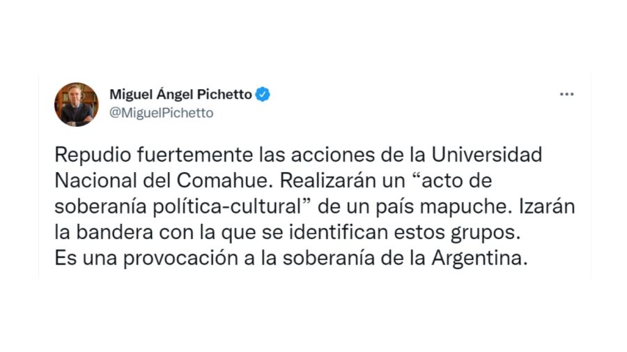 Tweet Pichetto Mapuches