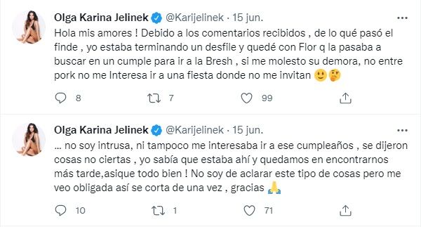 El descargo de Karina Jelinek tras los rumores de pelea con Flor Parise: 