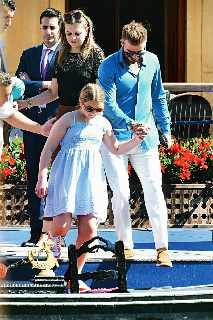Las tiernas fotos de David Beckham y su hija Harper paseando en góndola