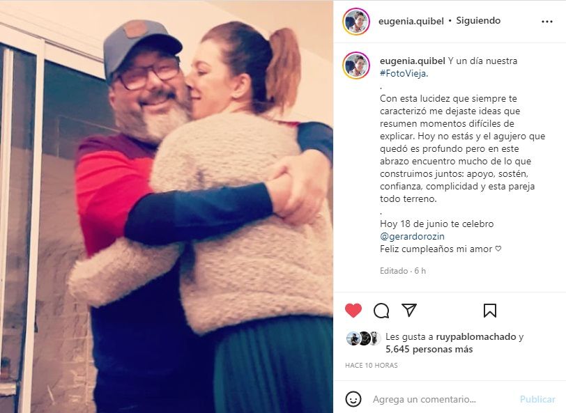 Eugenia Quibel le dedicó un emotivo mensaje a Gerardo Rozín en el día de su cumpleaños: 