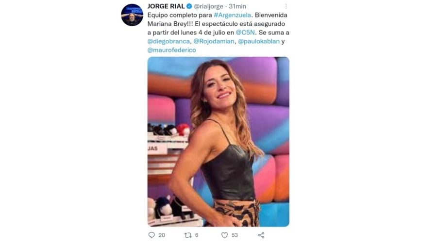 Jorge Rial confirmó a Mariana Brey en C5N