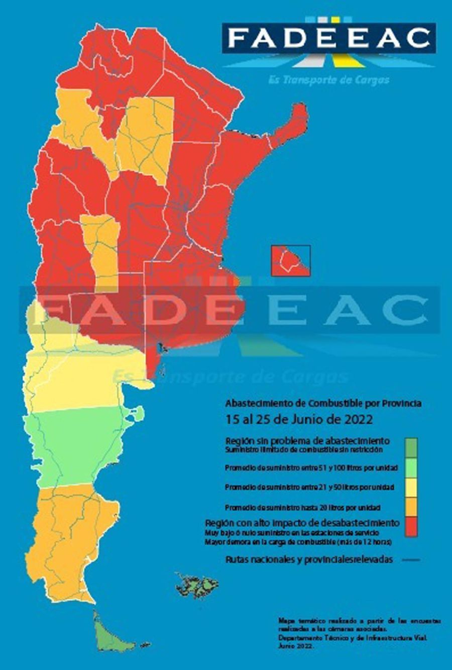 mapa de la FADEEAC sobre desabastecimiento de gasoil 20220627