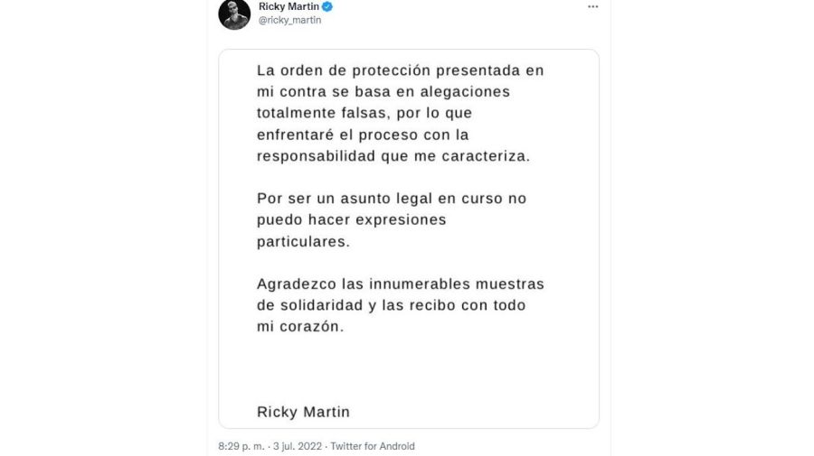 Ricky Martin descargo denuncia