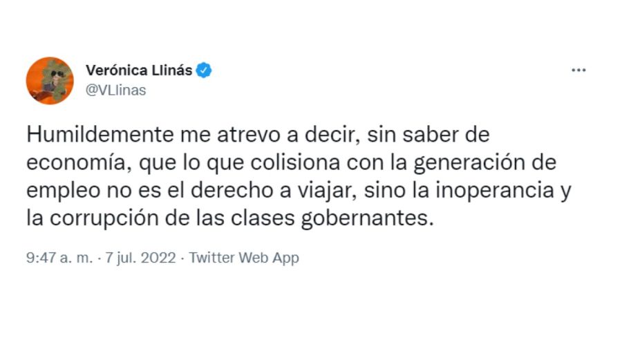 Tuit Verónica Llinás