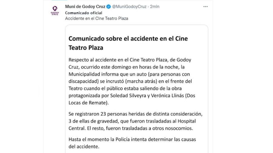 Comunicado Godoy Cruz choque teatro