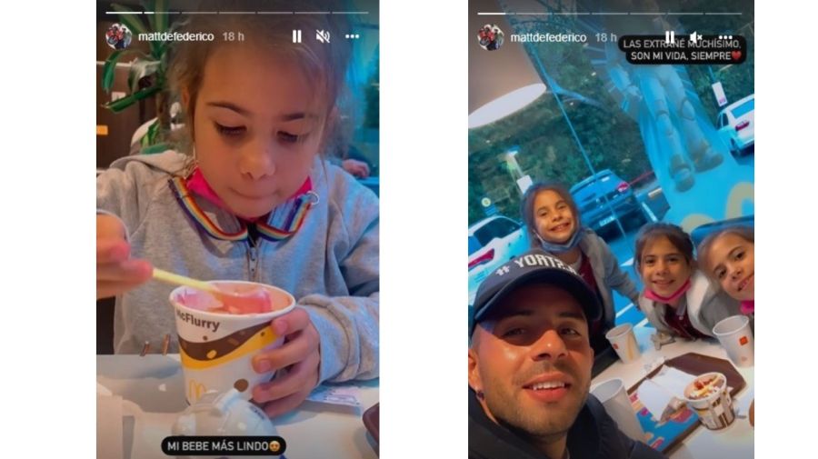 Matías Defederico historias Instagram con sus hijas