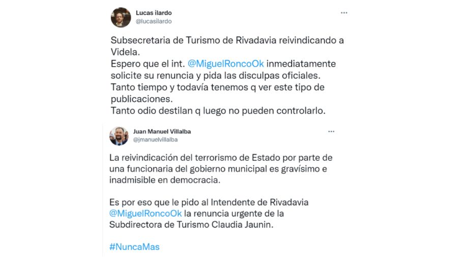 Tweets repudio funcionaria Mendoza
