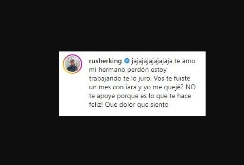Rusherking le respondió al Demente tras la crítica por pasar mucho tiempo con la China Suárez