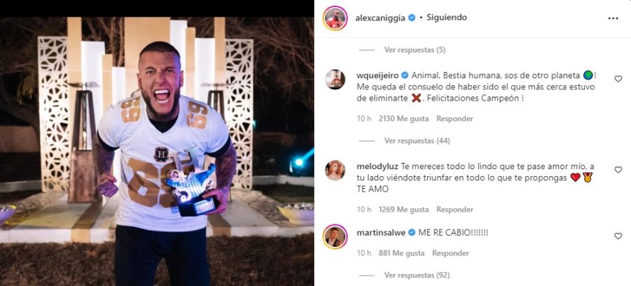 Alex Caniggia se expresó tras consagrarse ganador de El Hotel de los Famosos: 