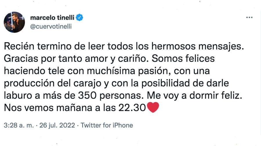 Marcelo Tinelli tras su debut en Canta Conmigo Ahora