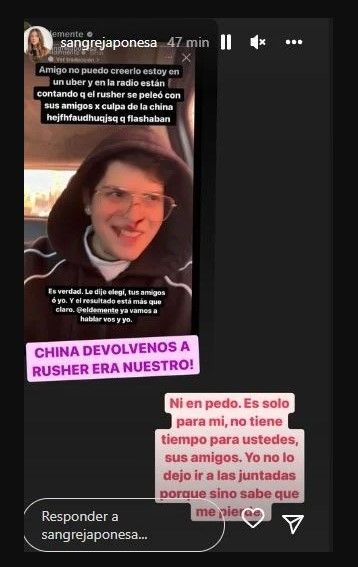 La China Suárez le respondió al amigo de Rusherking: 
