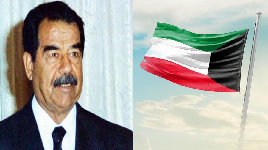 Saddam Hussein y bandera de Kuwait 20220801