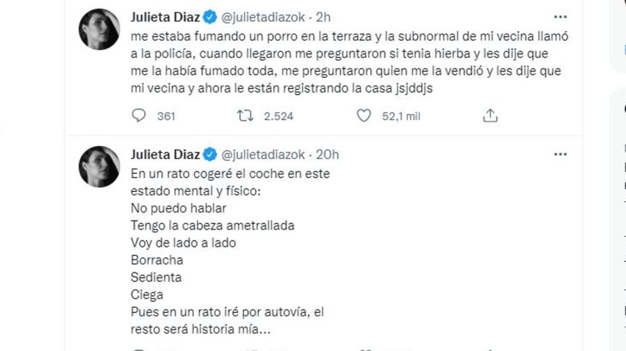 mensaje hackeo cuenta twitter Julieta Diaz