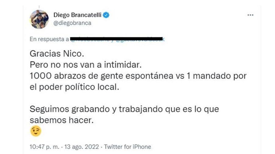 Mensaje Diego Brancatalli amenaza Corrientes