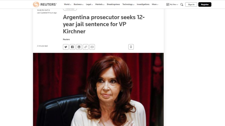 20220823 Medios de distintos países reflejaron el pedido de prisión a Cristina Fernández de Kirchner
