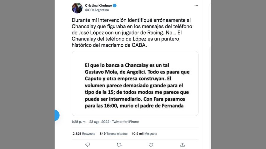 Tuits de Cristina Fernández 20220823