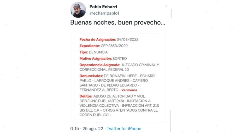 Pablo Echarri denunciado