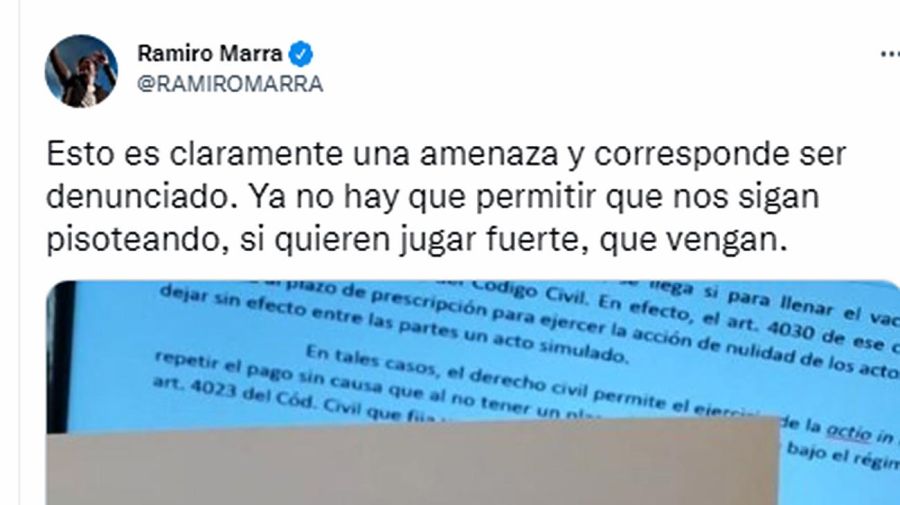 Ramiro Marra tuit 20220825