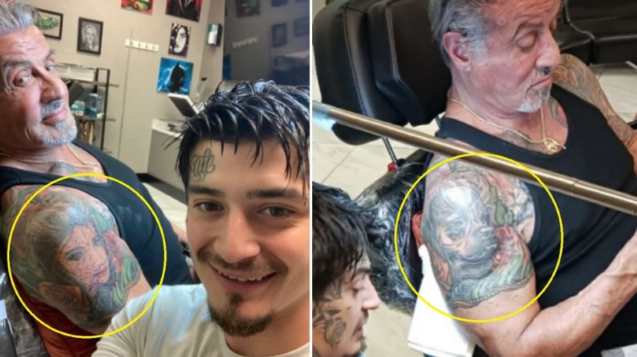 Sylvester Stallone tatuaje ex y perro
