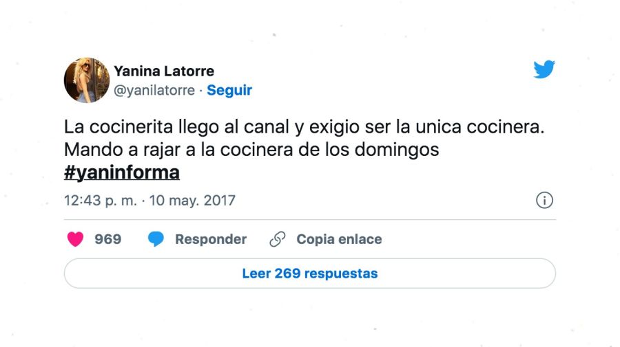 Yanina Latorre tuit sobre Maru Botana por el que renunció a américa tv