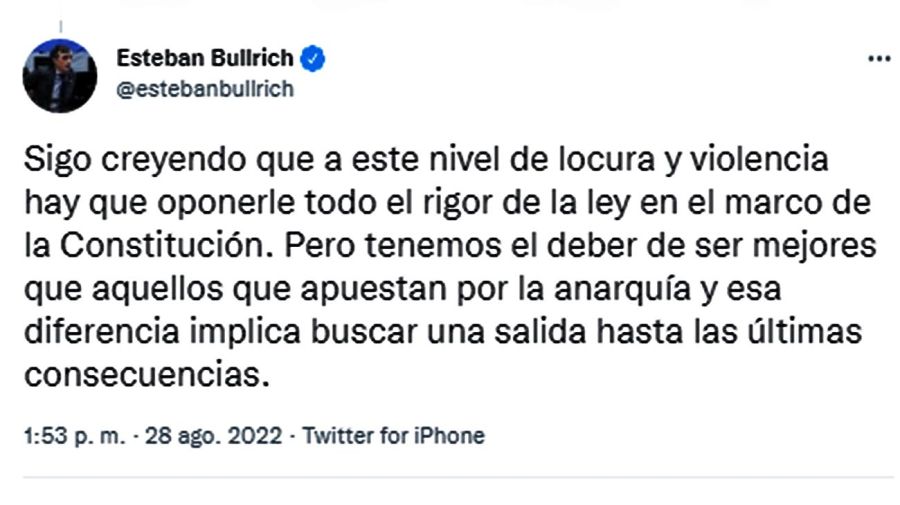 Esteban Bullrich tweet 20220831