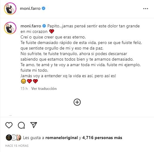La triste despedida de Mónica Farro: 