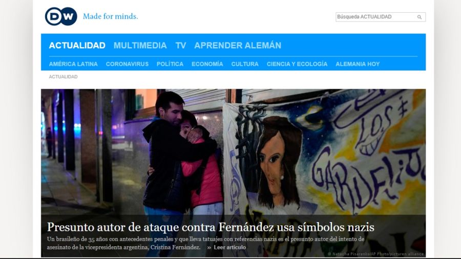20220902 Medios del mundo reflejan el atentado a Cristina Kirchner