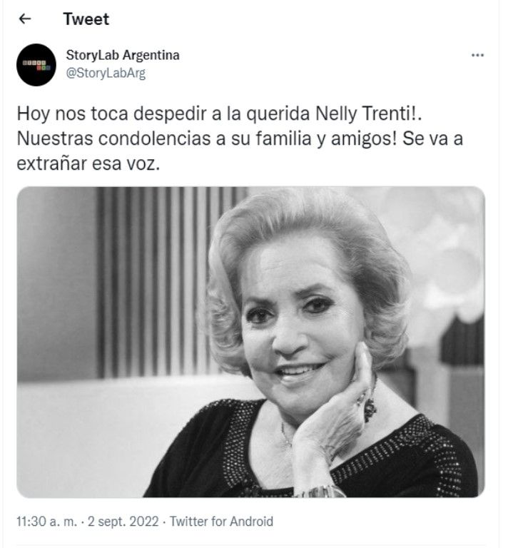 Dolor por la muerte de Nelly Trenti, la histórica locutora de Mirtha Legrand