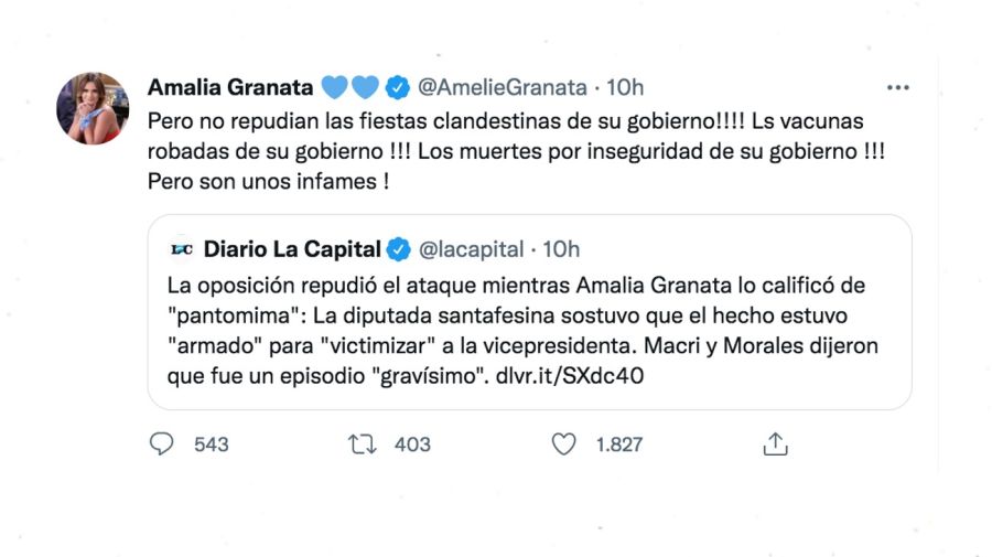 Jorge Rial contra Granata y los dichos de Amalia Granata sobre el atentado de Cristina Fernández de Kirchner