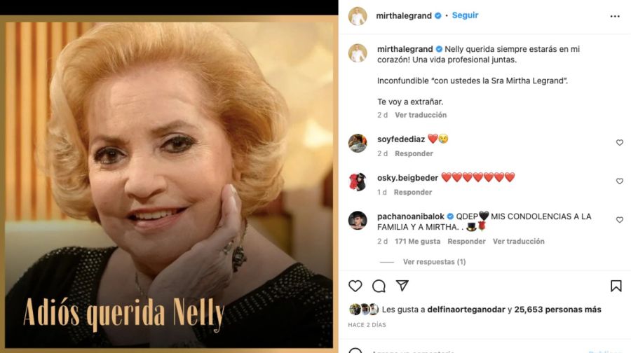 Mirtha Legrand despidió a Nelly Trenti con un desgarrador mensaje 