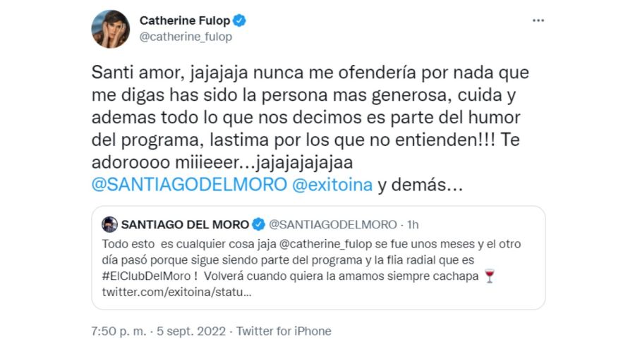 Catherine Fulop y Santiago del Moro