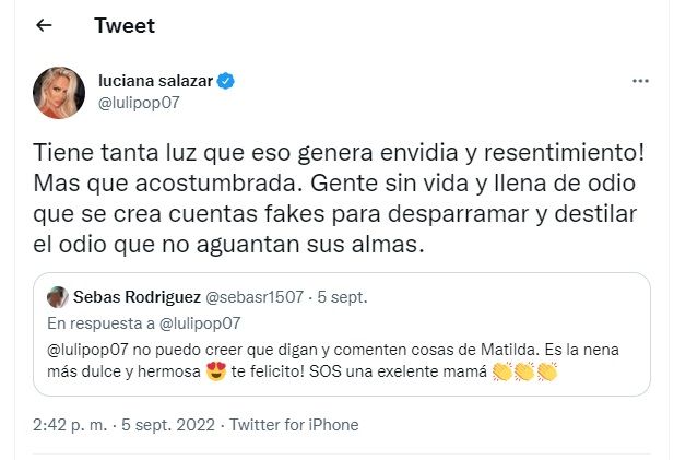 Luciana Salazar respondió a las críticas por cómo viste a Matilda: “Destilan odio”