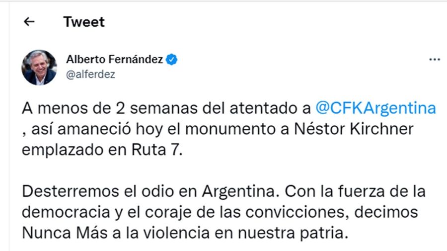 Alberto Fernández tuit 20220912