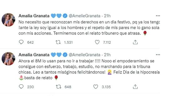 Tuit Amalia Granata contra el día de la mujer