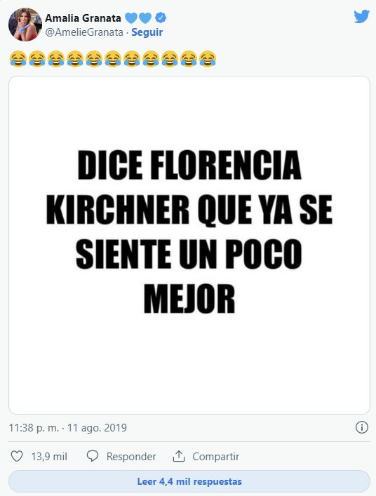 Tuit Amalia Granata contra Florencia Kirchner