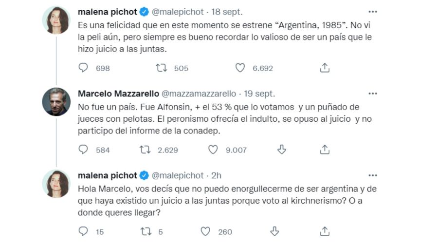 Cruce Malena Pichot y Marcelo Mazzarello